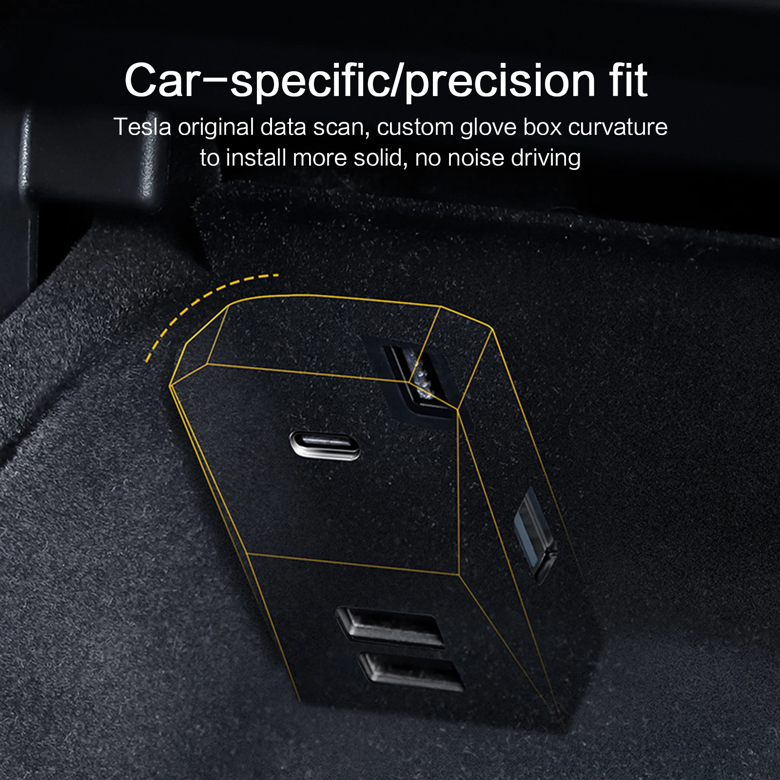 For Tesla Model Y Model 3 Accessories Glovebox USB Hub Port 모델3 모델y Docking Station Quick Charger Adapter Splitter Extension