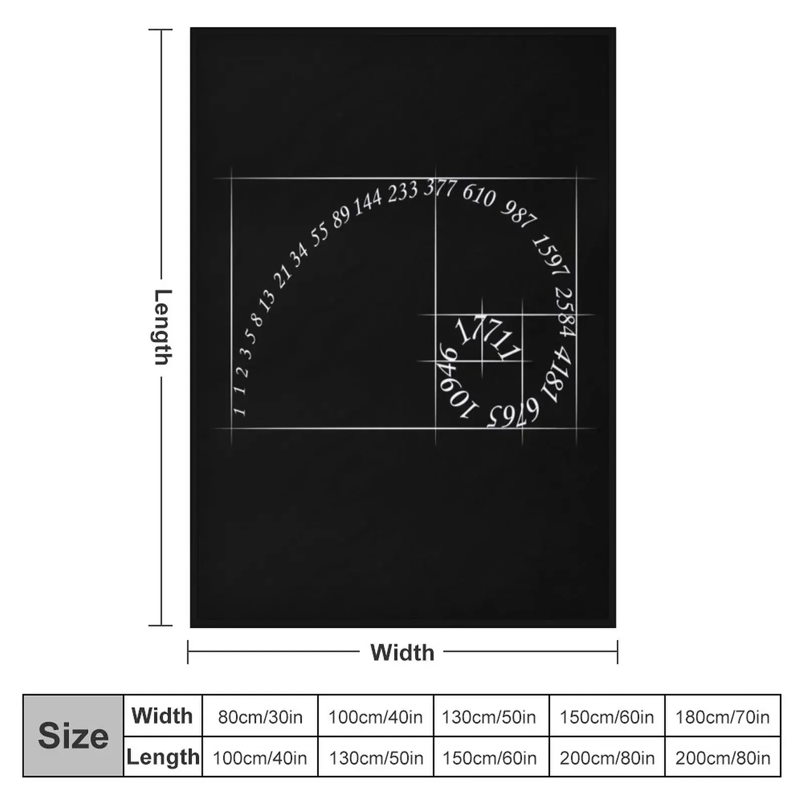 Fibonacci golden ratio spiral design for geometry lovers Throw Blanket for winter Sofa Blankets