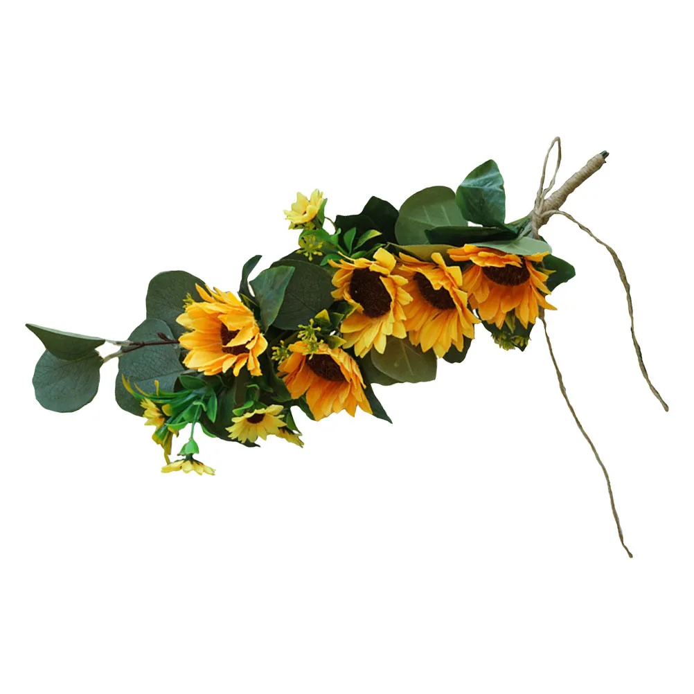 

1pc Pcs Fake Sunflower Chair Decor European Style Realistic Flower Adornment For Wedding Party Back Decoration Artificial Bloom