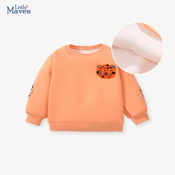 Little Maven Hoodies Winter Kids Clothes Baby Girls Boys Warm Fleece Outerwear Cartoon Tigers Sweatshirt Spring Autumn Tops