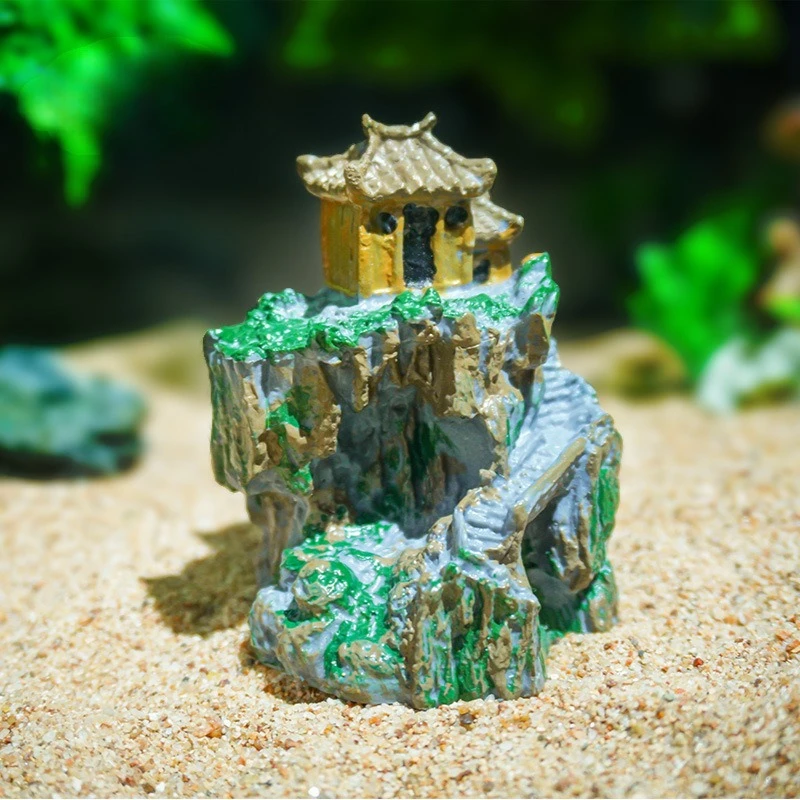 

Temple Bonsai Ornaments Micro Landscape Fish Tank Landscape Aquarium Decor Fairy Garden Desktop and Flower Pot Decoration