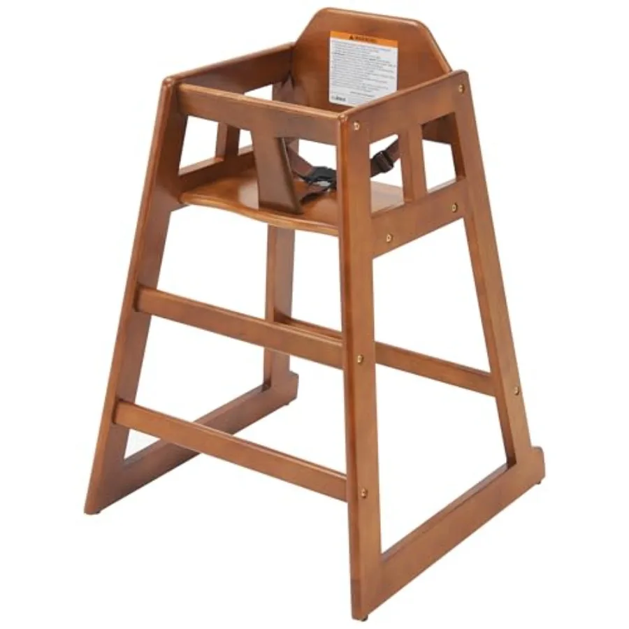 

Solid Wood Commercial Grade Stackable High Chair for Restaurant Home in Walnut Color with Durable Design and Space-Saving Stack