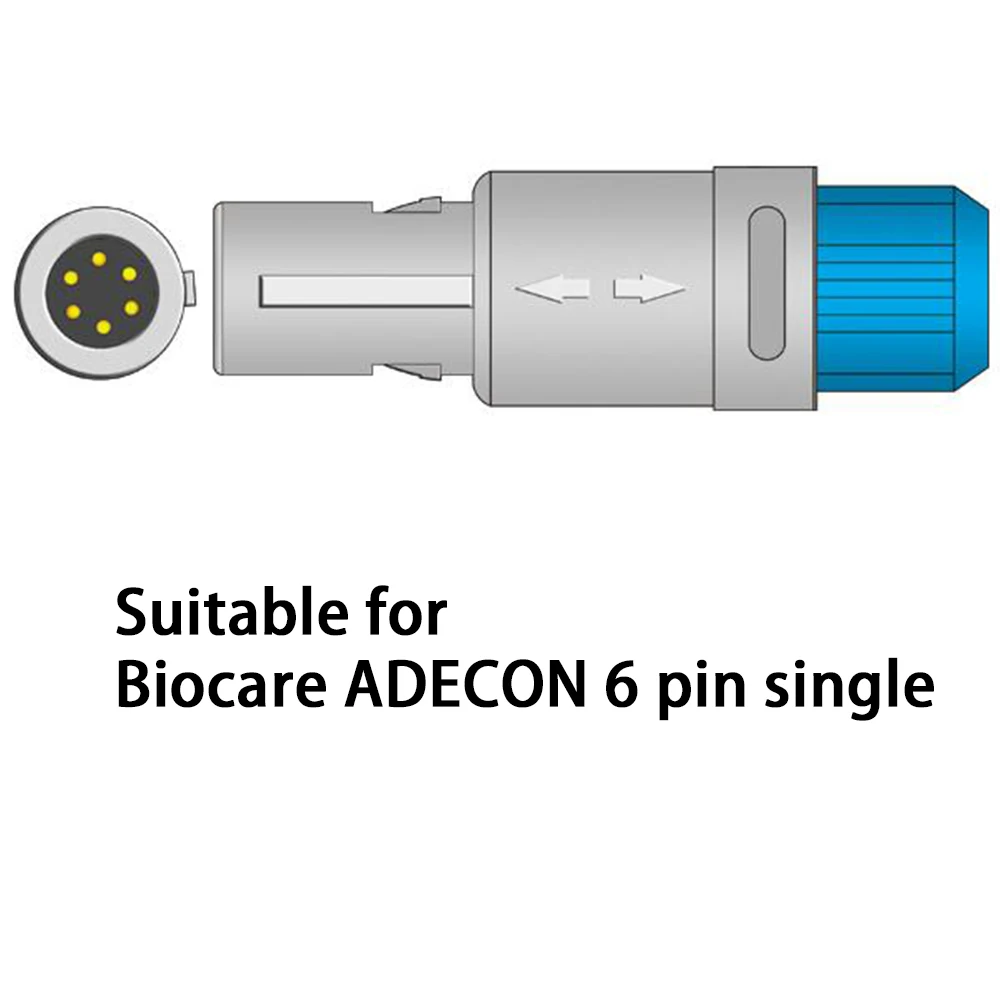 Compatible with Biocare,ADECON 6 Pin single Type of Monitor Spo2 Probe Sensor. Reusable Blood Oxygen Sensor Cable for Oximeter