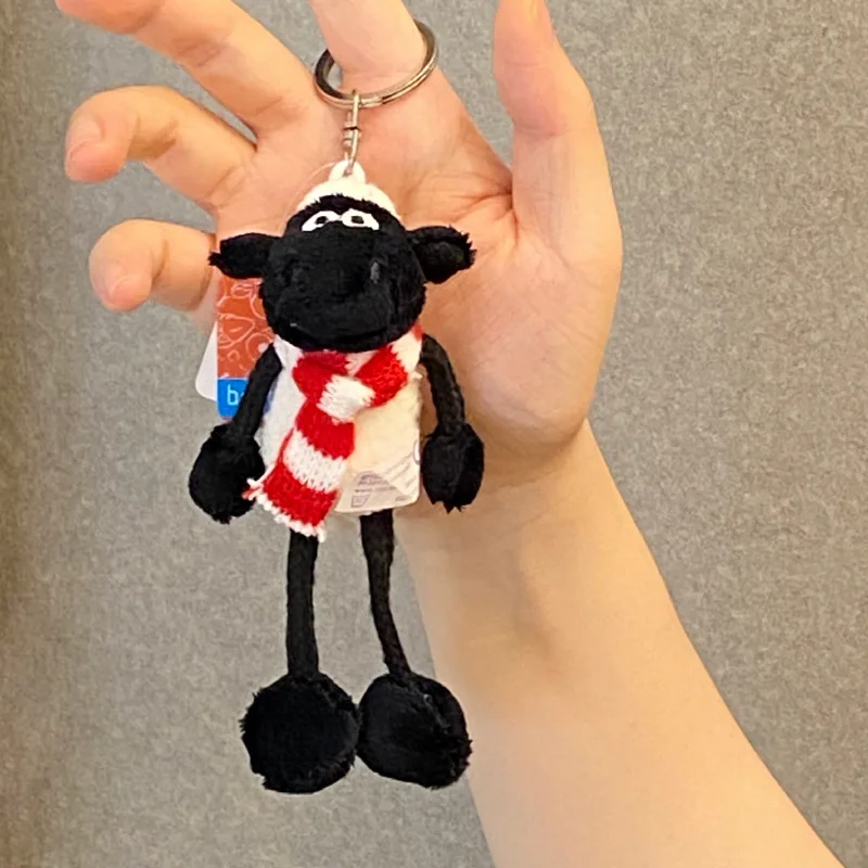 Stuffed Animals Plush New Year Christmas Red Scarf Black Lamb Bag Pendant Cute and Fun Cartoon Doll Sheep Keychain Juguetes Gift