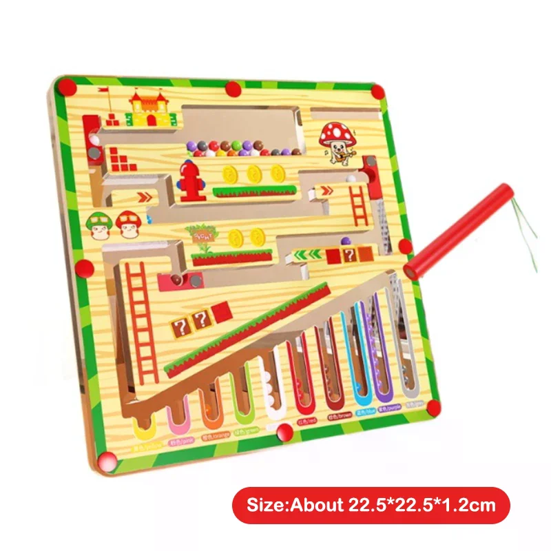 Labyrinthe de balle de marche magnétique pour enfants, favorise la concentration et l'écriture ; Un jeu de puzzle pour l'éducation précoce pour les enfants de 3 ans.
