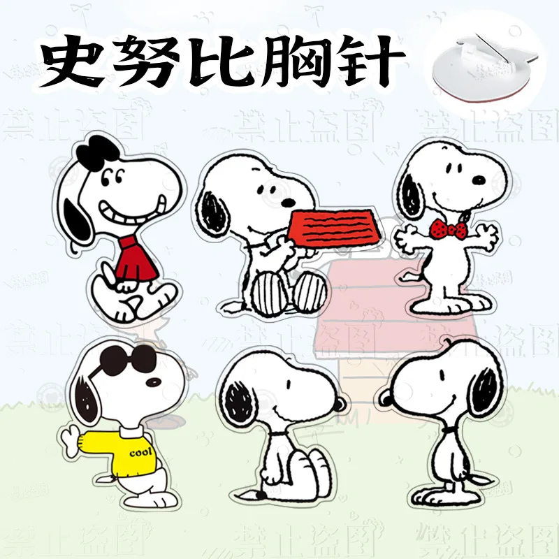 1/6/9pcs snoopy roztomilá brož anime japonský kreslený odznak osobnost akryl klopa špendlík neckpins batoh dekorace příslušenství