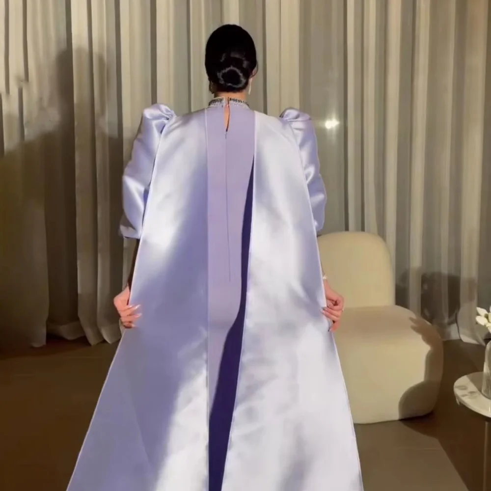 تخصيص رائعة Ruched س الرقبة المرأة فستان حفلة موسيقية نصف كم الساحرة عالية سبليت فستان الحفلات الديكور المرأة ثوب مسائي