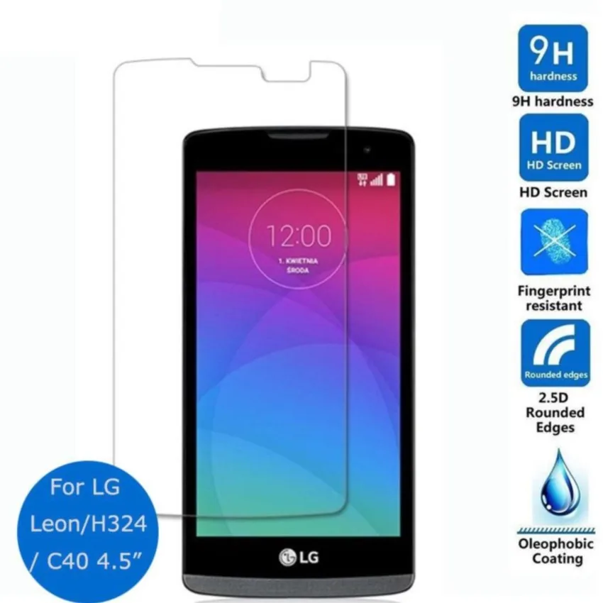 Para lg leon vidro temperado película protetora 0.26mm 2.5 9h protetor de tela segurança em h324 h320 h340f h345 y50 c40 guarda dupla