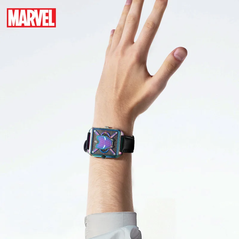 MARVEL For Men Watch Iron Man Quartz Wristwatch Rectangle Dial Avengers Coated Glass Without Hands Design Male Relogio Masculino