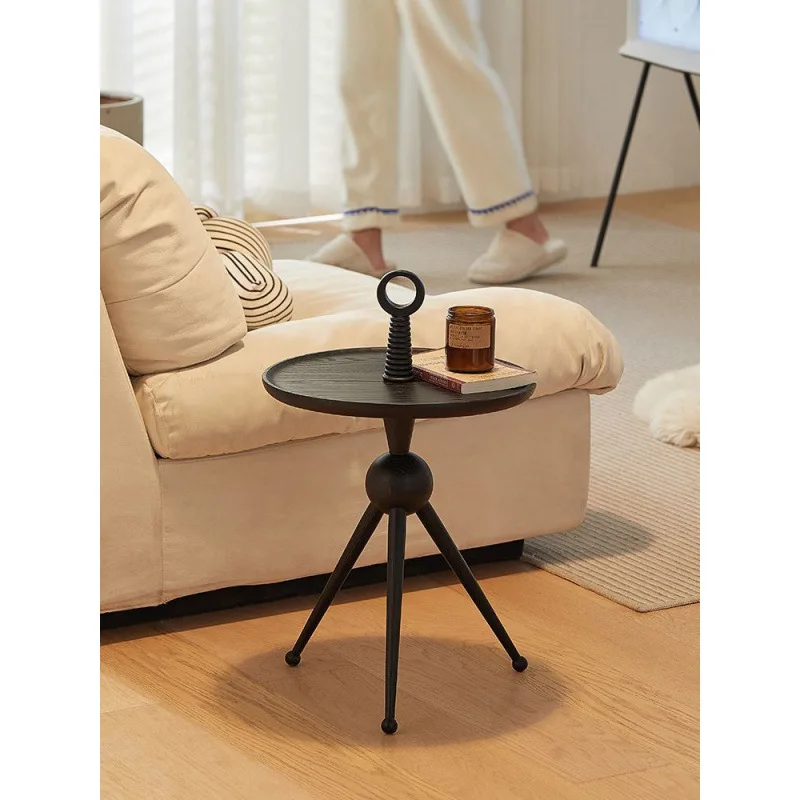 Retro solid wood small edge few medieval wabi-sabi wind ash wood corner few round small round few