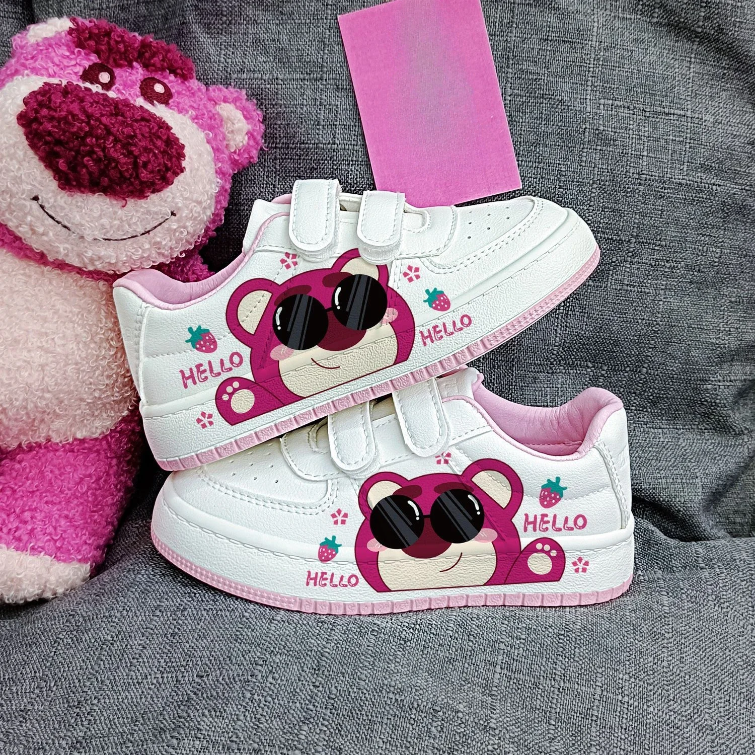 Disney kids cartoon Lotso Bear cute Casual shoes soft sports shoes for gift EU size 25-38