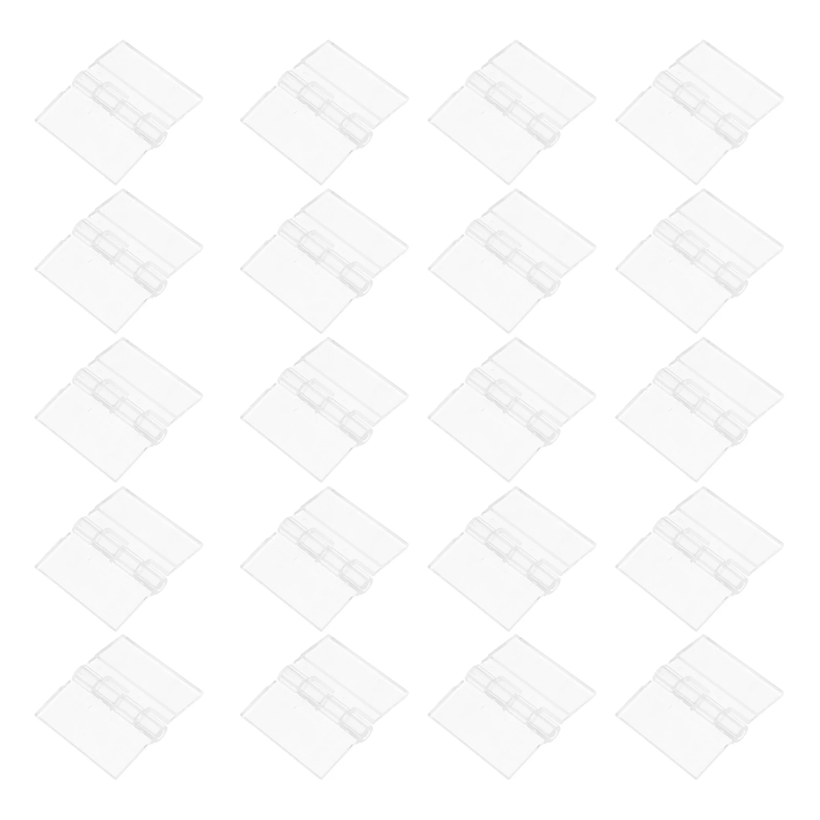 

20Pcs Small Acrylic Hinges Clear Translucent 32x38mm Compact Piano Style for Kitchen Cabinet Closet Drawer Fixtures
