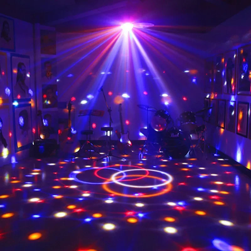 NEW 6W LED Crystal Magic Ball Light with Remote Control RGB 7 Color Voice Controlled Rotating KTV Stage Light Effect Spotlight