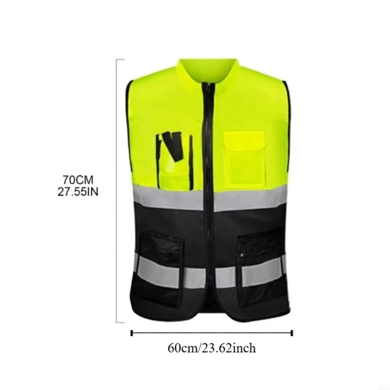High Visibility Reflective Vest with Pocket One Size Outdoor Safety Clothing Security Warning Safety Running Gear