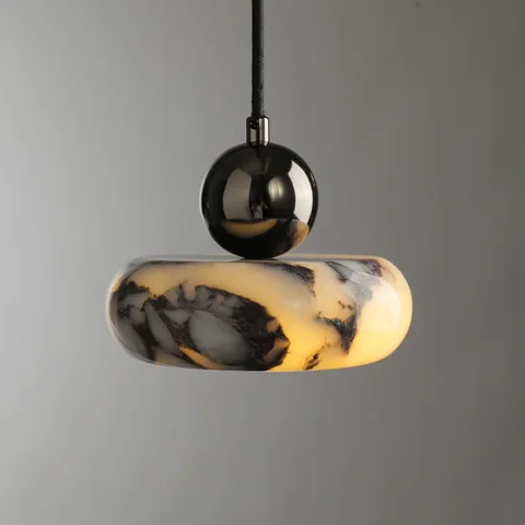 Luminária Pendente Nórdica de Arte com Cúpula de Mármore Italiano para Quarto, Sala de Jantar, Cozinha, Bar, Corredor e Iluminação de Entrada