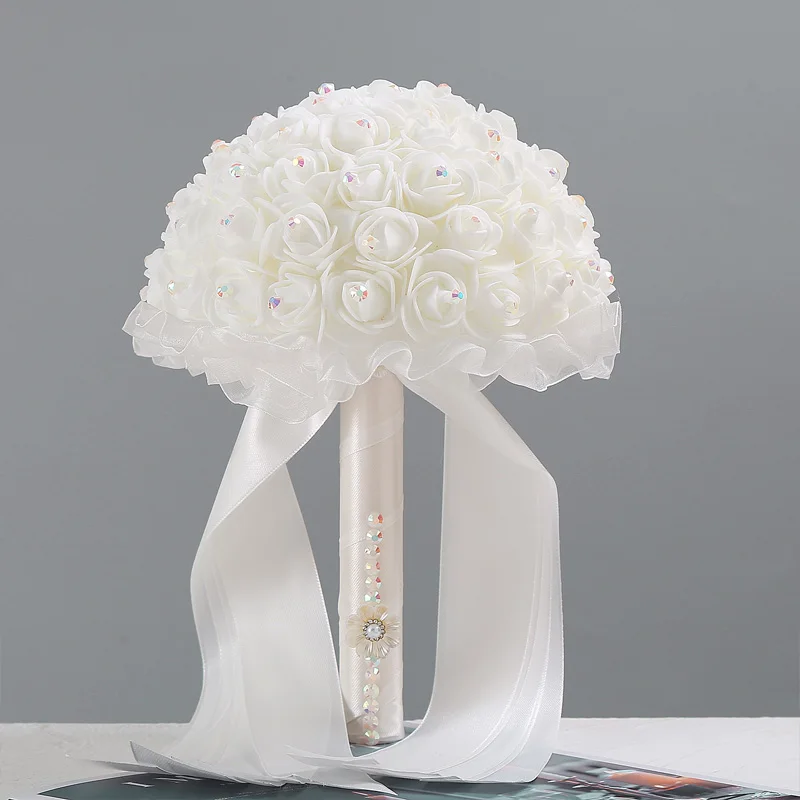 

Elegant faux rose bouquets for weddings and engagements - lifelike roses in polyester silk, faux flower arrangements for brides