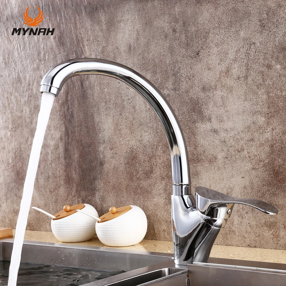 Imagem -02 - Mynah Torneira de Cozinha Branca Único Furo Bico Chromed Kitchen Sink Mixer Torneiras de Água Quente e Fria