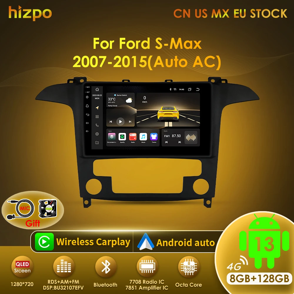 

Hizpo Wifi For Ford S Max S-MAX 2007 -2015 Car Multimedia Video Player Radio Navigation GPS Stereo Auto Android No 2din DVD 7862