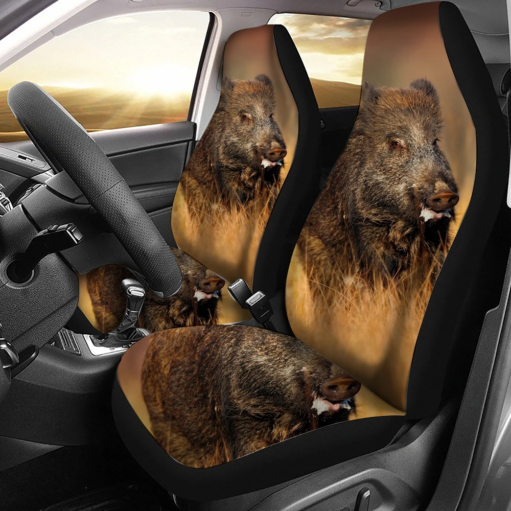 Boar Animal Pattern Car Seat Cover Fits Most Car Interior Accessories Set of 2 Universal Front Seat Covers