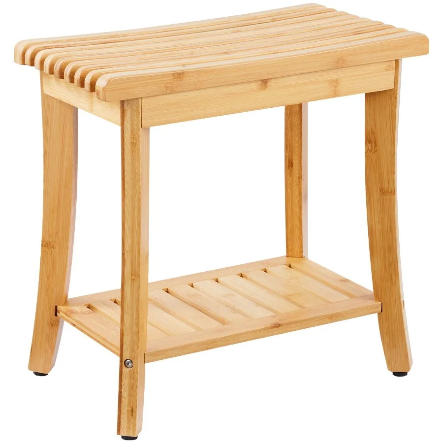 

Bamboo Shower Bench 19.1 x 11.3 x 18.3 in Shower Stool Chair for Bathroom