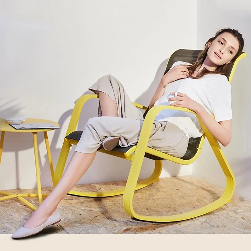 & Simple Single Beach Chairs for Balcony Courtyard Lazy Rocking Chair Minimalist Comfortable Leisure Outdoor Furniture Beach Cha
