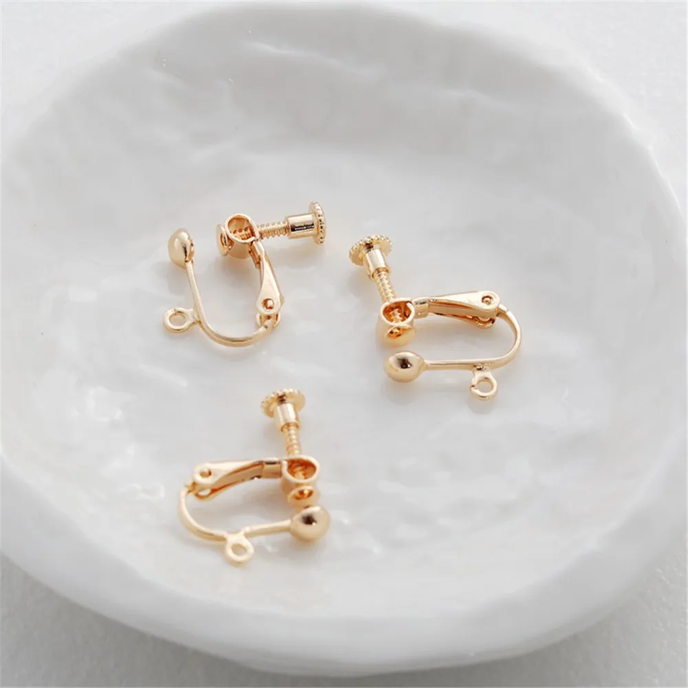 14K Gold-wrapped Ear Clips, No Ear Piercings, Wearable Screw Ear Clips, Handmade Earrings Material, DIY