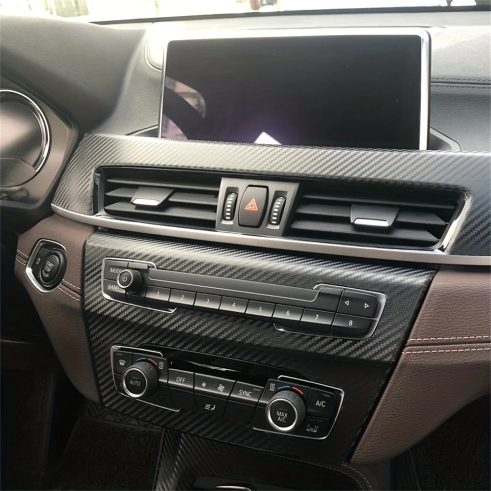 Carbon Fiber For BMW X1 X2 F48 F39 2016-2021 Car Film Interior Stickers Center Console Gear Dashboard Air Door Handle Lift Panel