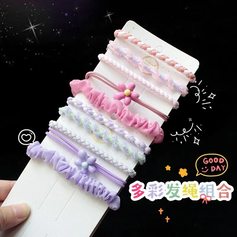 Sweet and cute cream colored pleated small intestine headband with elastic rubber band, high beauty headband, versatile