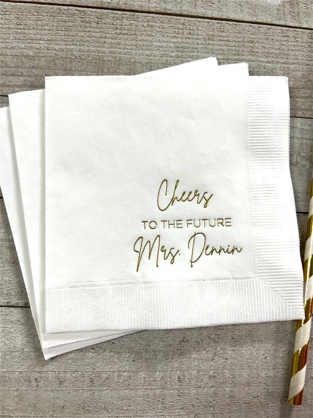 

50PCS Personalized Napkins Bridal Shower Custom Printed Monogram Napkins Cheers to the future Mrs Cocktail Beverage Luncheon Gue