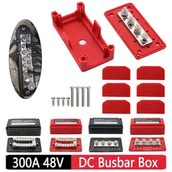 300A 48V DC Busbar Box 4/12 Terminal M10/M6 Studs Bus Bar Terminal Block Heavy Duty for Car RV Truck Marine Boat Vehicles