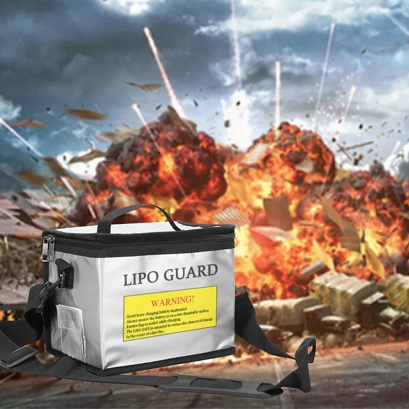 Lipo Battery Safety Bag Portable Explosion-proof Fireproof Storage Bag With Safe Guard 215*145*165mm Size For RC Drone Batteries