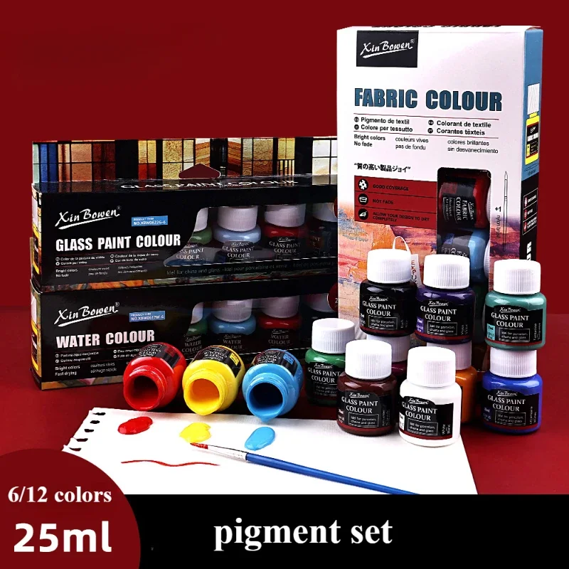 

6/12 Color 25ml Multifunctional Painting Pigment Set Acrylic Glass Textile Advertising Watercolor Gouache Painted Graffiti Paint