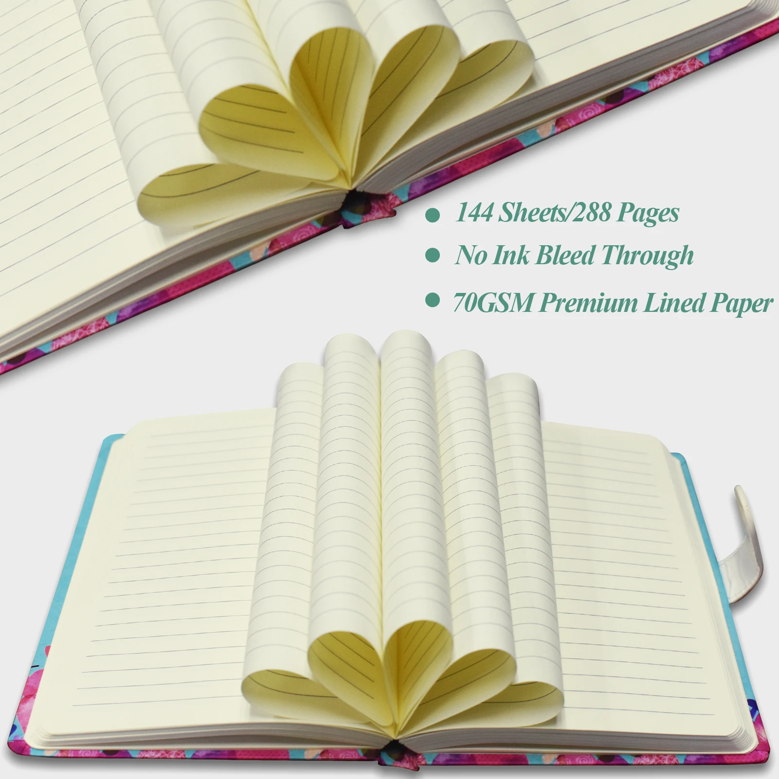 A5 Journal for Girls Set - Gift for Teen, Kids - Diary with Magnetic Closure, 192 Pages for writing, Hardcover Lined Notebook