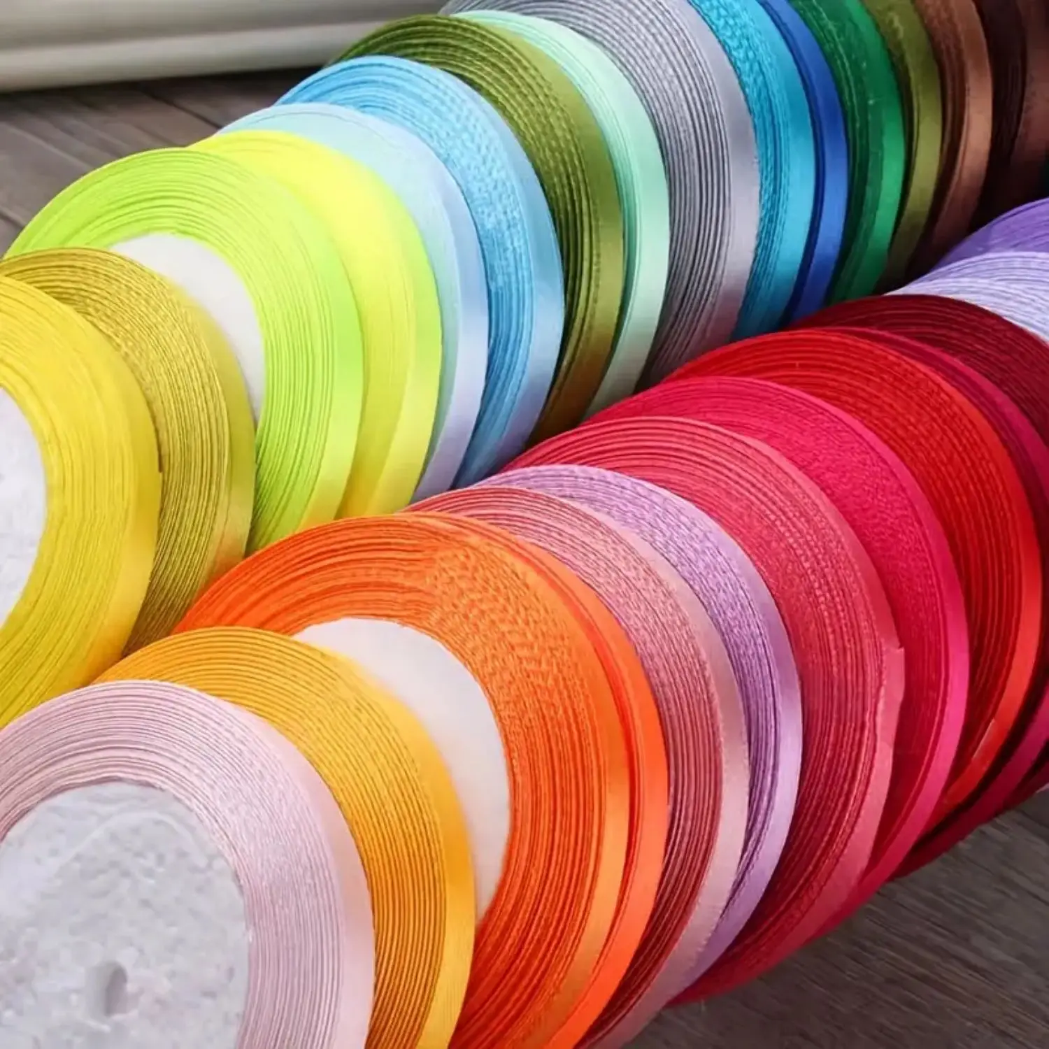 10pcs Party Decoration with Mixed-color Polyester Gift Wrapping Tape, Wedding Ribbon, Balloon Tie-22 Meters Long