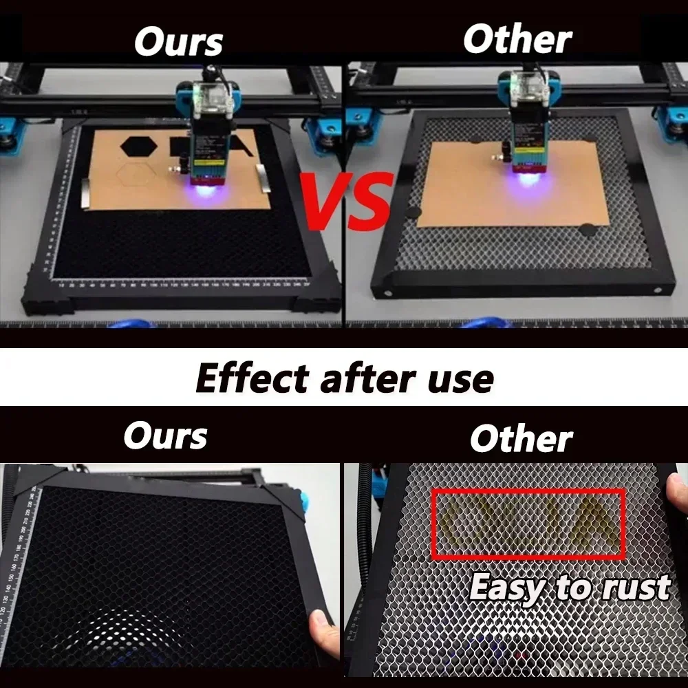 TTS 레이저 기계용 벌집 작업 테이블, 강철 패널 보드 플랫폼, 레이저 조각기, 깨끗한 절단 작업, 400x400mm