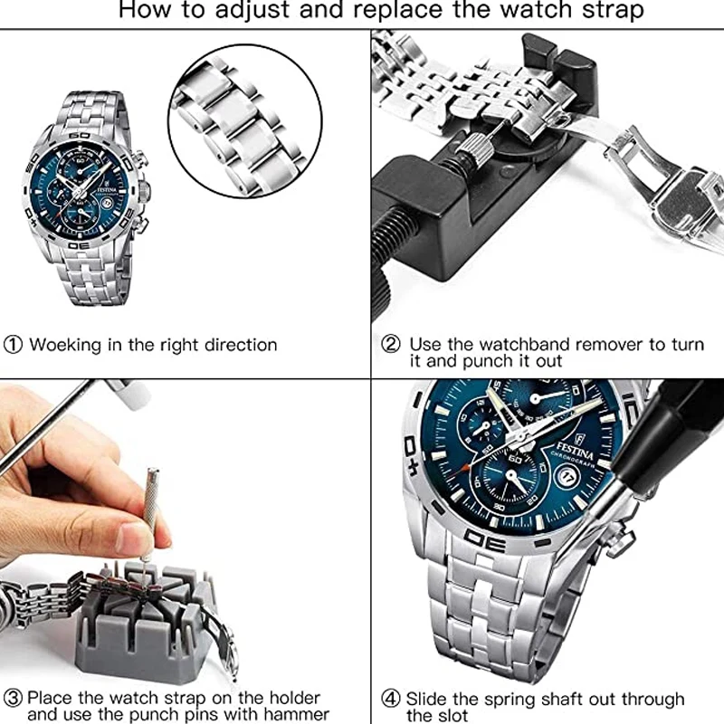 153 Watch Repair Tool Kit Watch Battery Replacement Tool Kit Watch Strap Link Remover