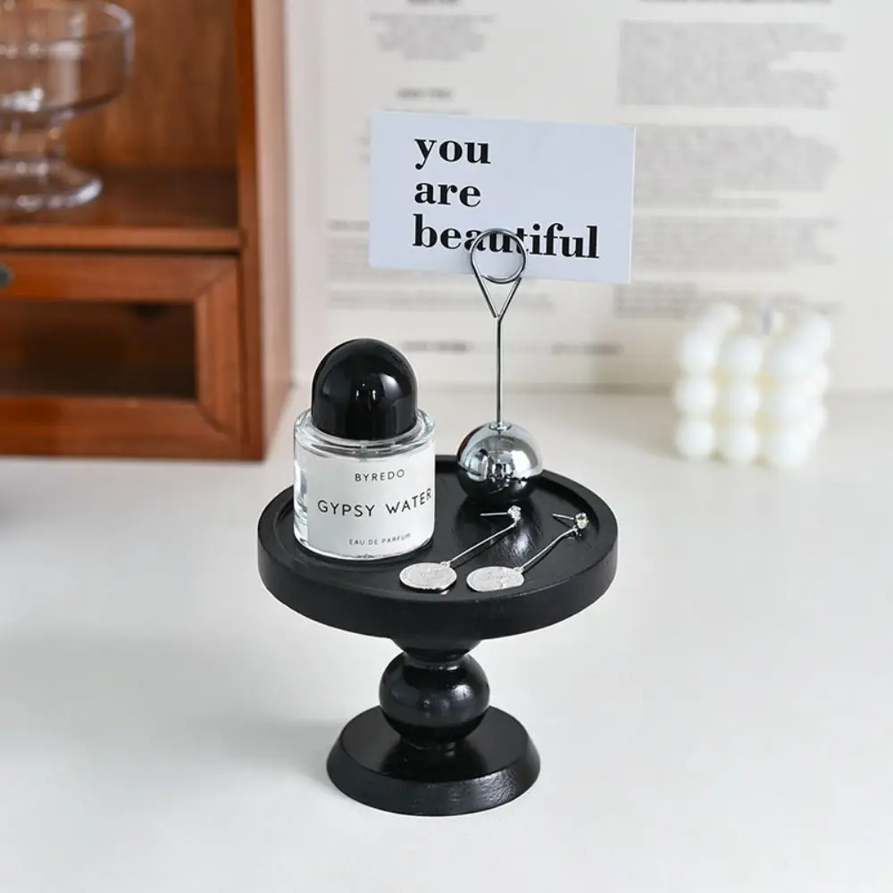 

Wooden High Legged Tray Simple Retro Jewelry Storage Rack Multi-Function Classic Aromatherapy Display Holder Bathroom Shelf