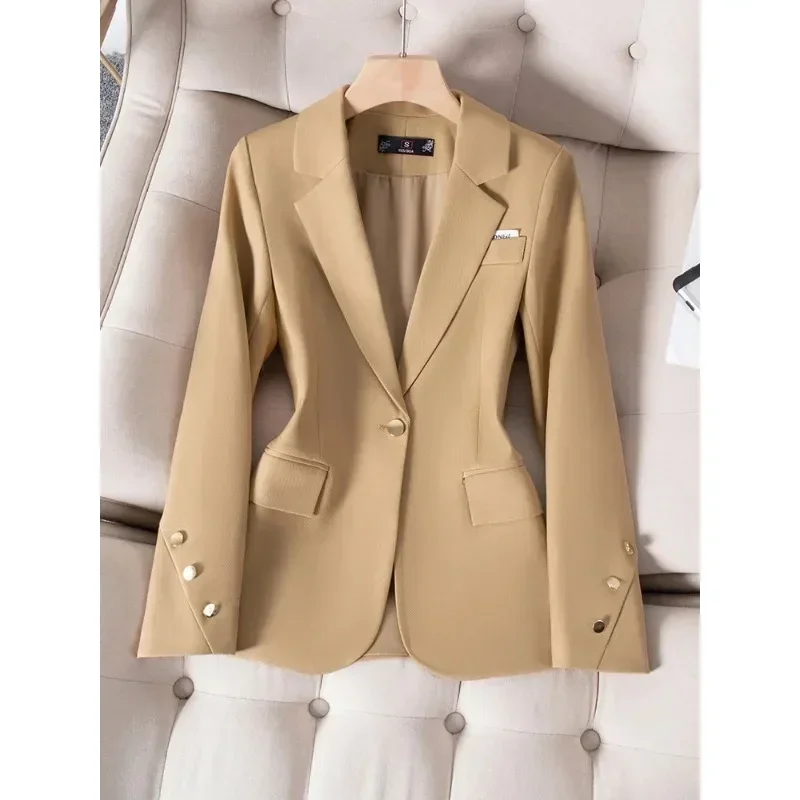 Mode Vrouwen Formele Blazer Oranje Kaki Zwart Dames Dames Lange Mouw Zakelijke Werkkleding Jas Voor Herfst Winter