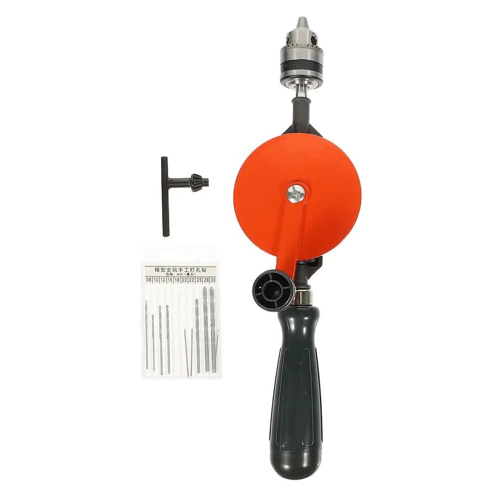 

1Set Handheld Manual Drill Steel Heavy Duty Small Hand Crank Drill for Woodworking DIY Portable Puncher Hand Tools