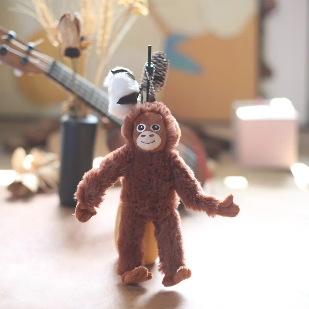 Lovely 20cm Gorilla Pendant Orangutans Monkey Plush Doll Pendant Animal Stuffed Key Ring Boy