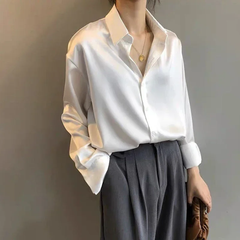 Spring New Temperament Button Blouses Female Long Sleeve Loose Solid Color Youth Shirts Simplicity Korean Fashion Women Clothing