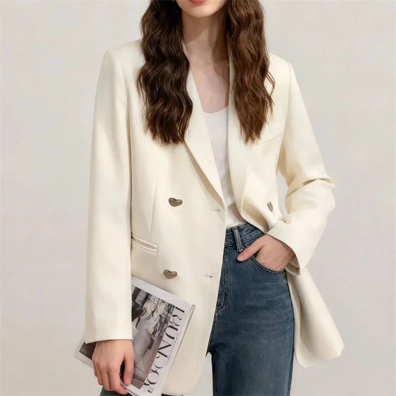 

Повседневный женский блейзер с длинным рукавом, модная куртка-пальто 2026 года, верхняя одежда для офиса, женская одежда весна-осень