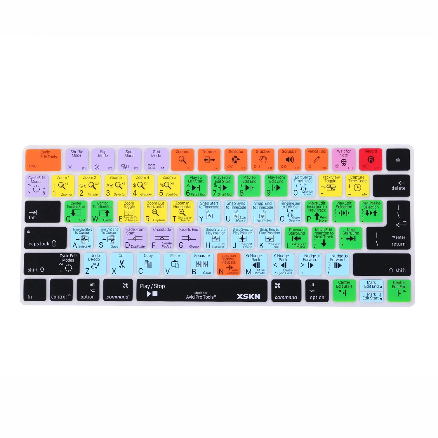 XSKN Avid Pro Tools Shrortcut Hotkey Silicone Keyboard Cover for Apple Magic Keyboard A1644 Released 2015 US and EU Layout