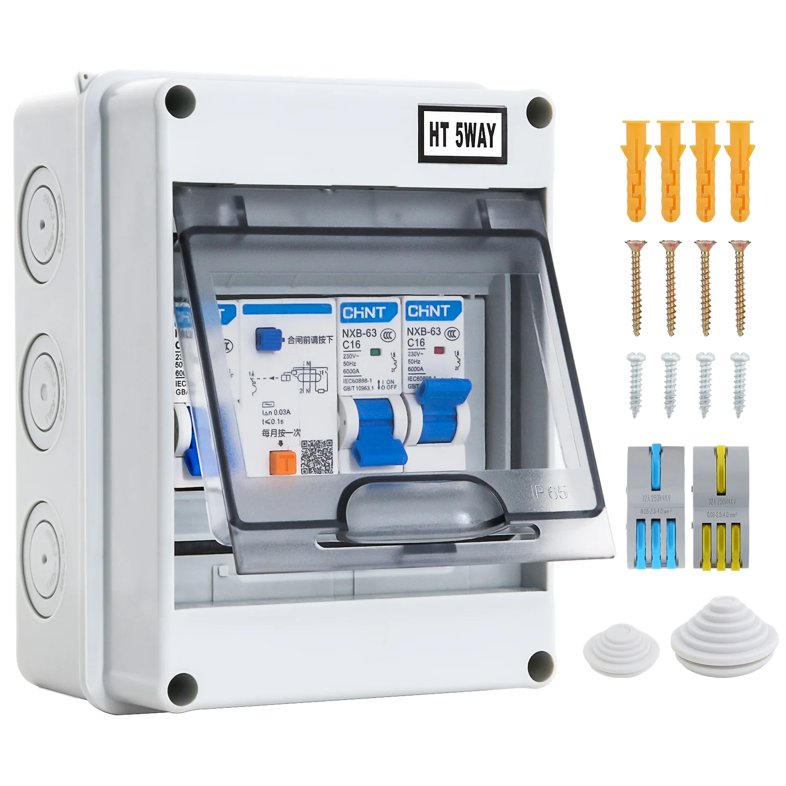 Caja de fusibles resistente al agua IP65, 230V 50/60Hz 6000A, 5/8/12 interruptores, ideal para casa, villa, fábrica, hotel