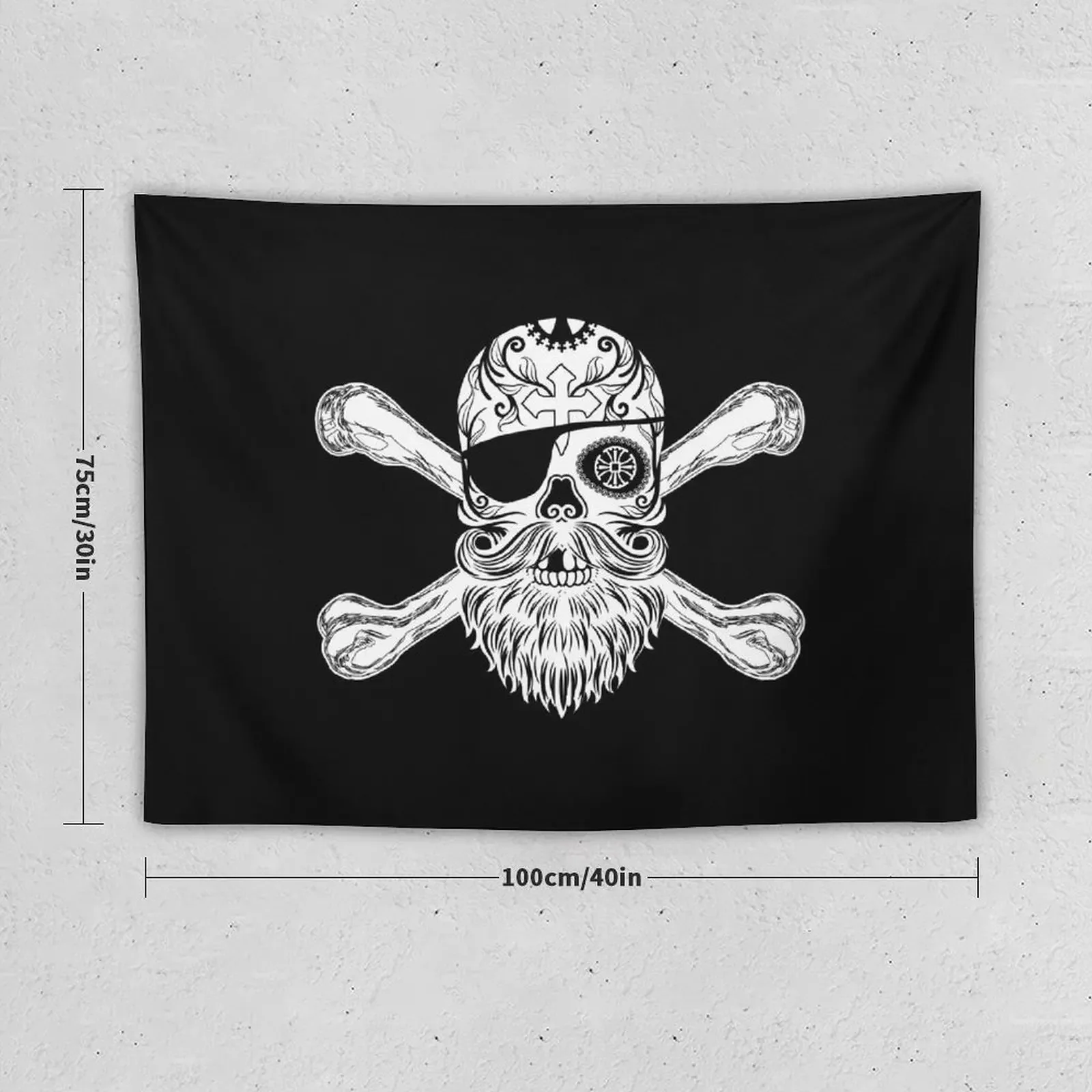 Day of the Dead Pirate Sugar Skull with Crossbones and Eye Patch Tapestry Decorative Wall Murals Aesthetic Room Decors Tapestry