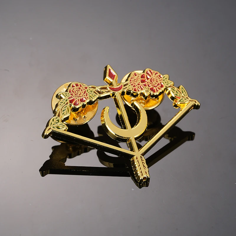 Floral Bow-And-Arrow Hard Enamel Pin Fantasy Moon Arrow Badge Magical Jewelry Accessory