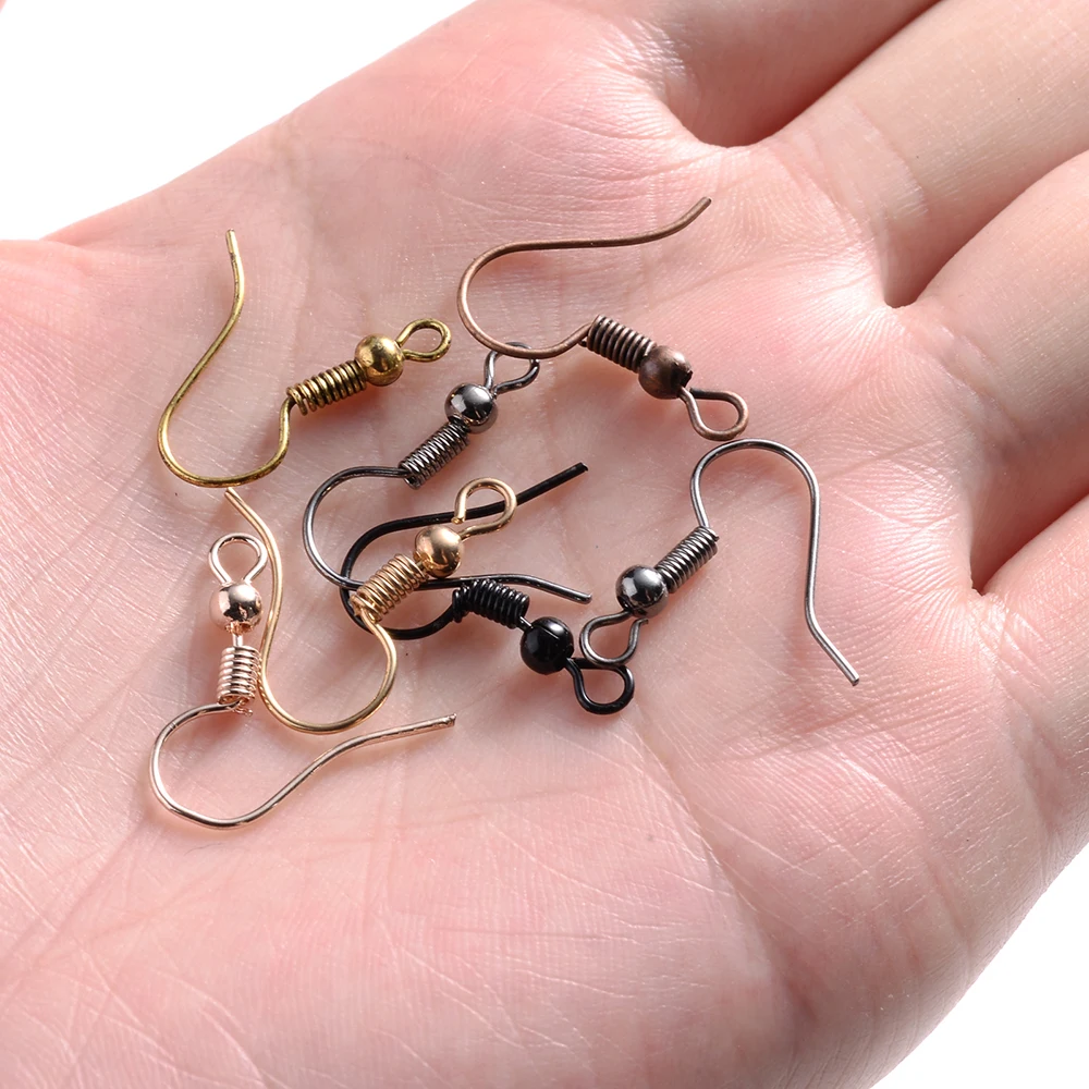 50 Stück/Set DIY Ohrringhaken Metall-Ohrhaken mit Feder Schmuckzubehör für handgemachte Ohrringe Hypoallergen – Detail 5