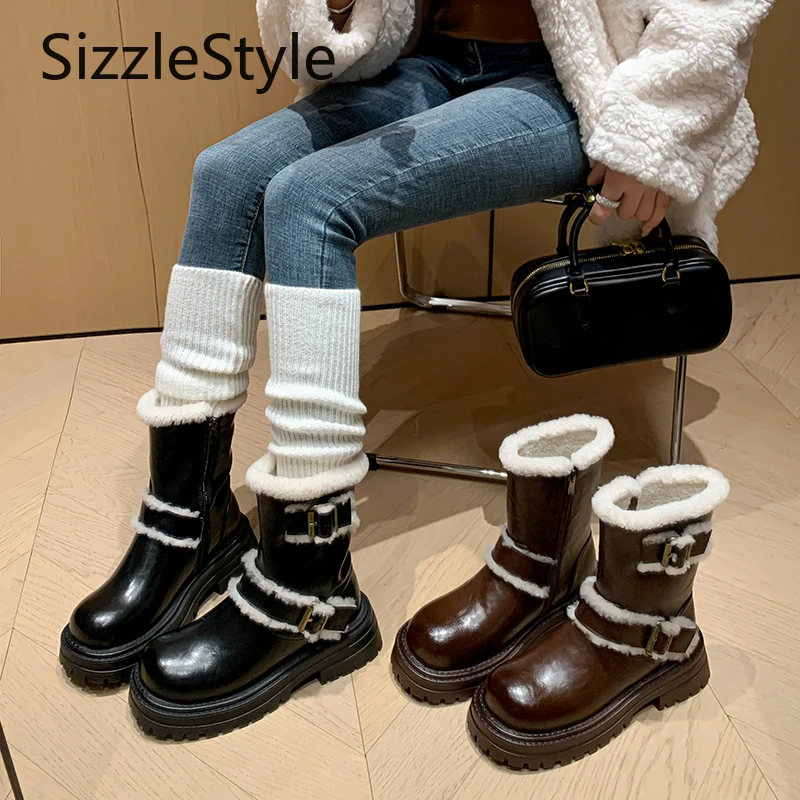 

Стильные однотонные водонепроницаемые женские зимние ботинки на платформе с боковой молнией, удобные, легкие, для похудения и теплые