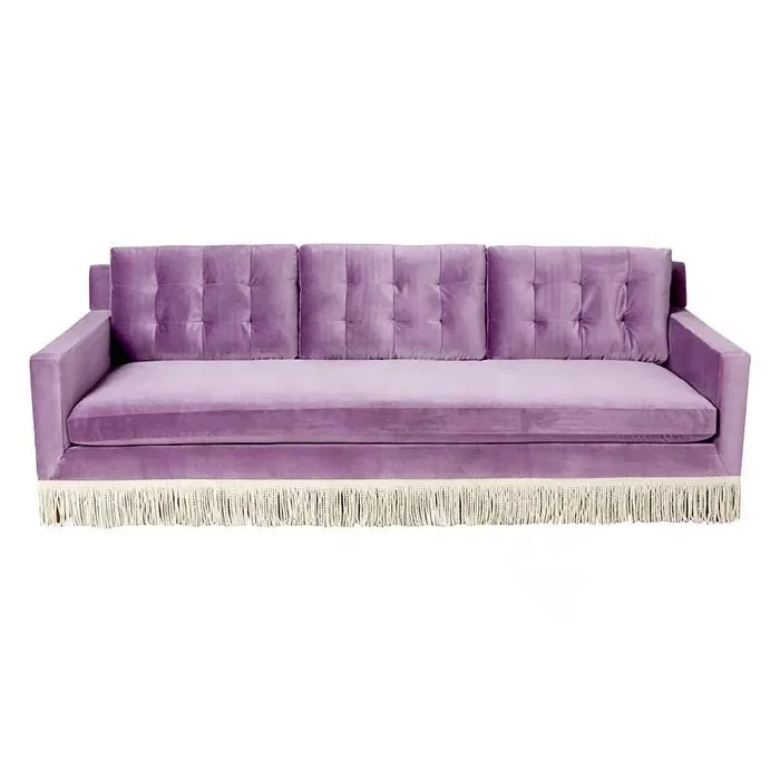 &Luxury Designer Furniture Maddie Luxe Fringed Velvet Sofa Modular Living Room Sofa for High End Home and Club Using