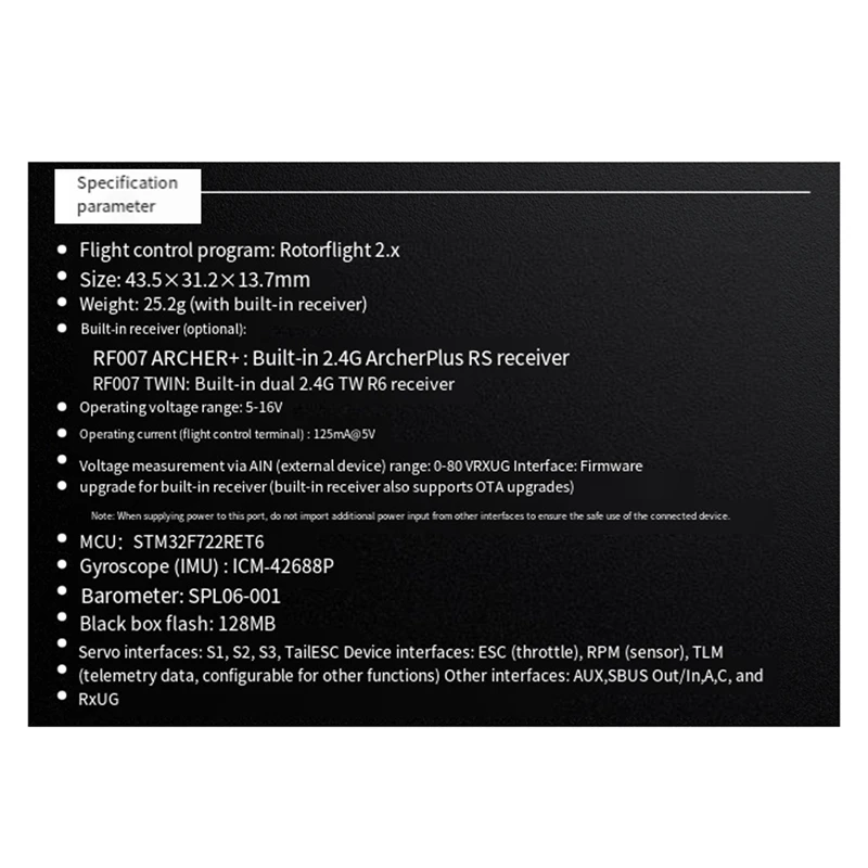 ABDE-FRSKY VANTAC RF007 FBL Sistem Stabilisasi Modul Kontrol Penerbangan Helikopter untuk Peningkatan Dinamika Penerbangan RF007